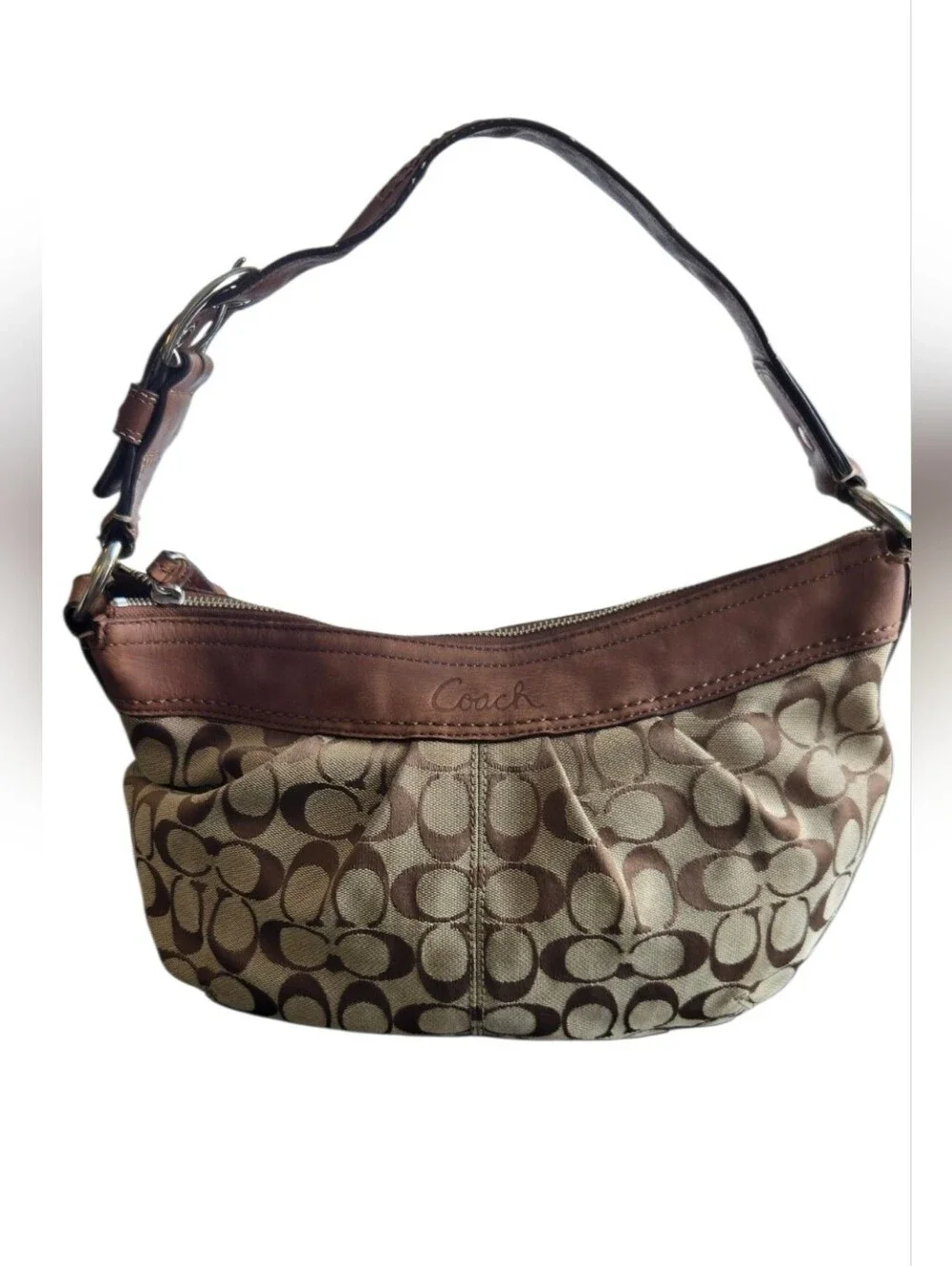 Coach Vintage Y2K Brown Signature Canvas and Leather Large Hobo Shoulder Bag - Picture 1 of 12